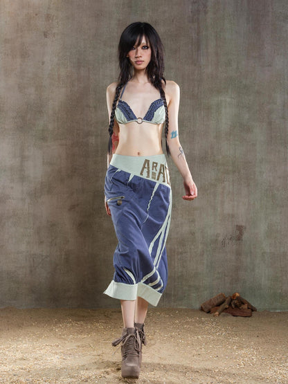 ARIADNAw Reborn Flame Punk Multiway Diamond Low Waist Maxi Skirt