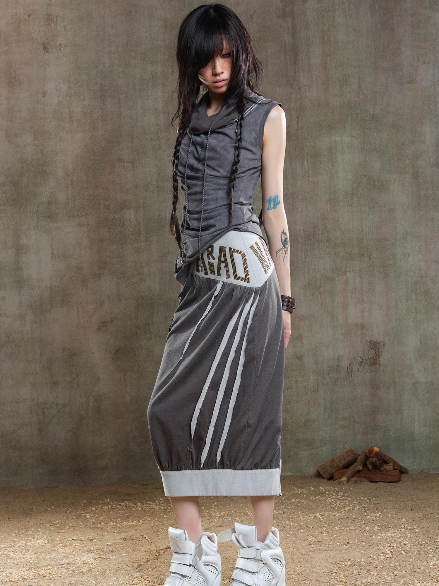 ARIADNAw Reborn Flame Punk Multiway Diamond Low Waist Maxi Skirt