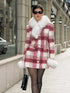 Vintage Plush Collar Wool Blend Coat Dress V Neck Long Sleeve