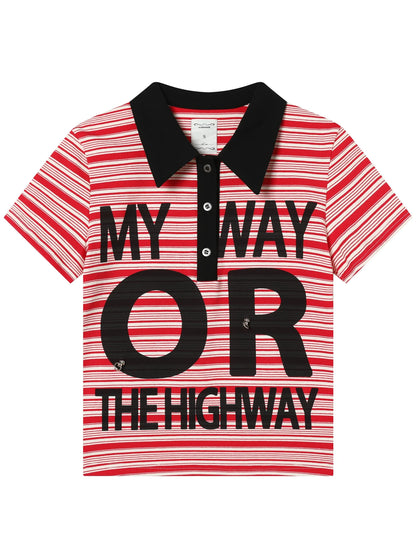 Rebel Stripe Polo My Way Or The Highway