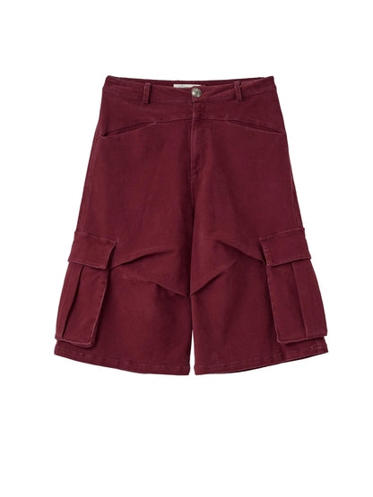 Stretch Washed Cotton Cargo Capri Pants