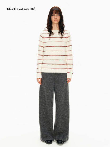 Red Cream Fair Isle Jacquard Striped Women&