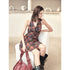 2th Desire Vintage Plunge Neck Backless Lace Midi Dress with Sheer Details
