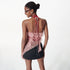 2th Desire V Neck Lace Up Backless Peplum Halter Top With Ruffles