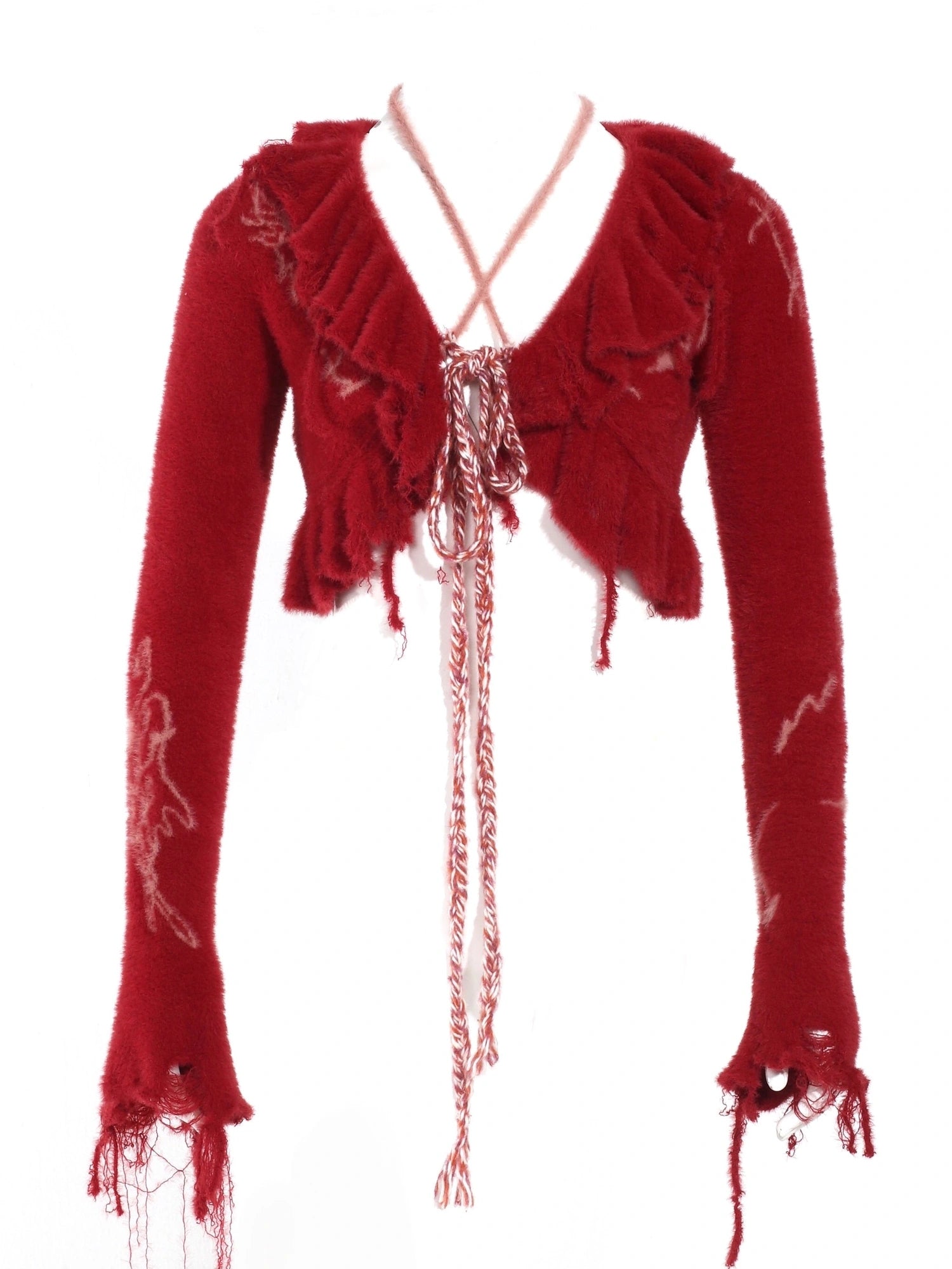 Hand Painted   Intarsia Knit Cardigan