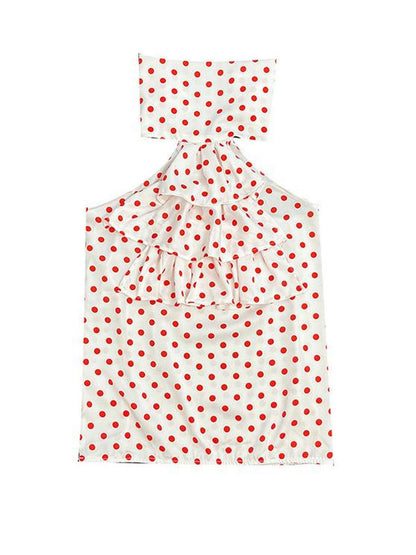 Ttsunami Red White Polka Dot Summer Backless Halter Camisole Top