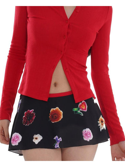 Red &amp; Black Knit Tank Top with Cardigan