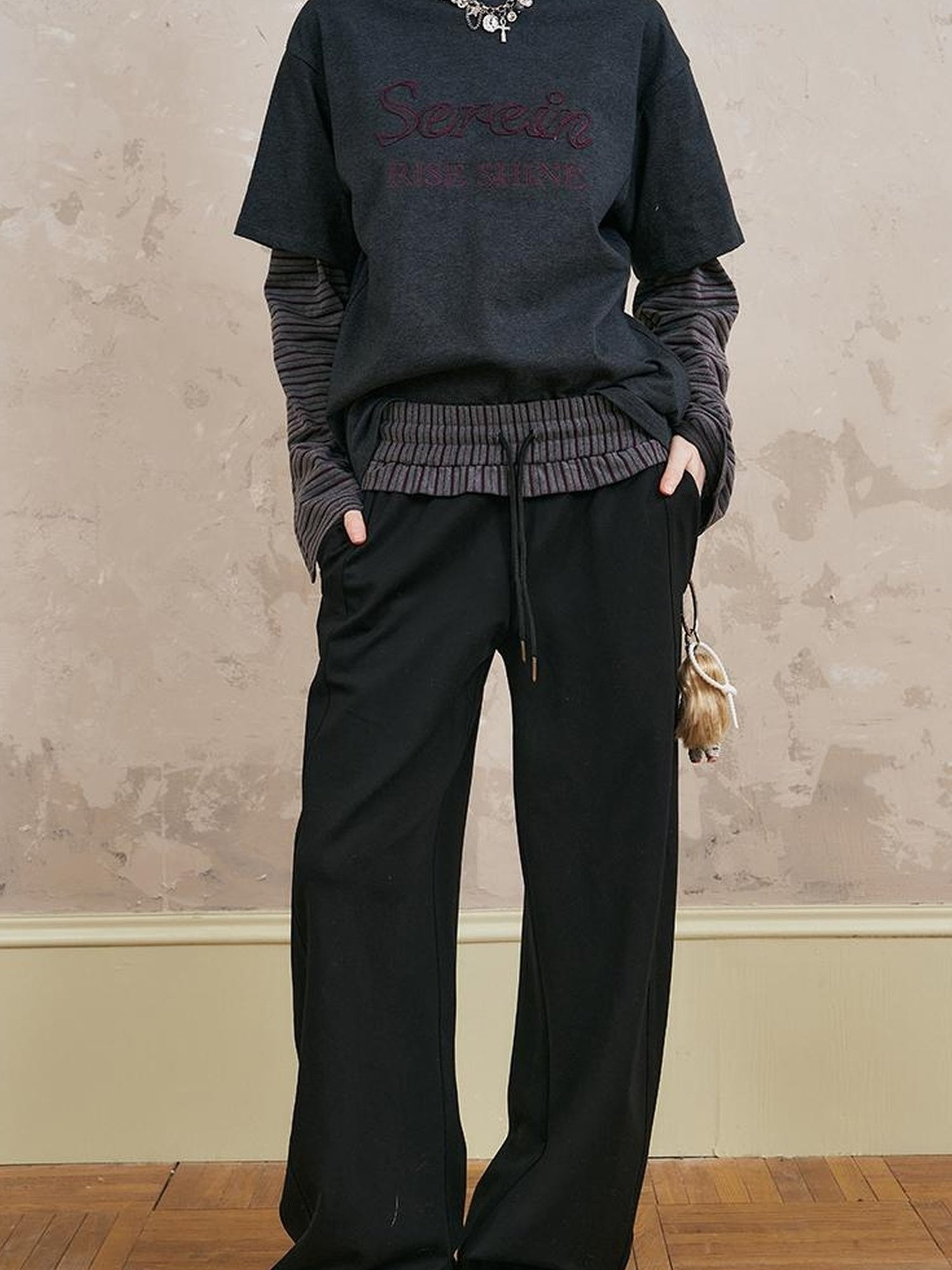 Relaxed Fit Stripe Waist Jogger Pants