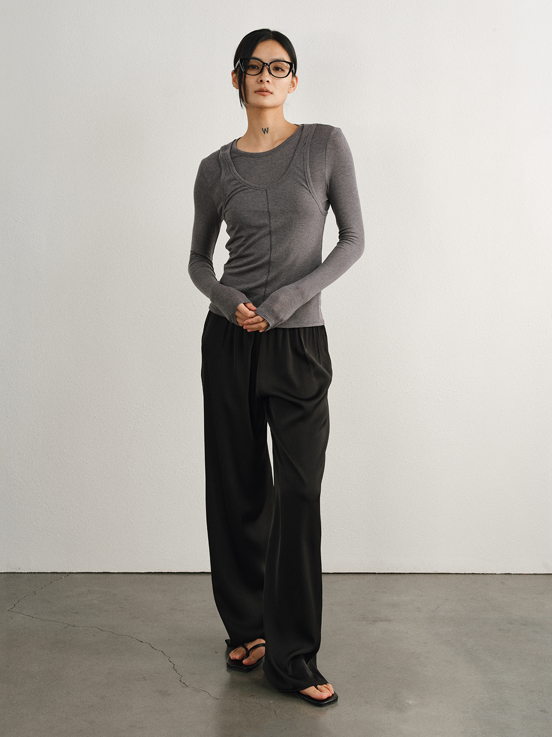 Relaxed Straight Satin Minimalist Pants