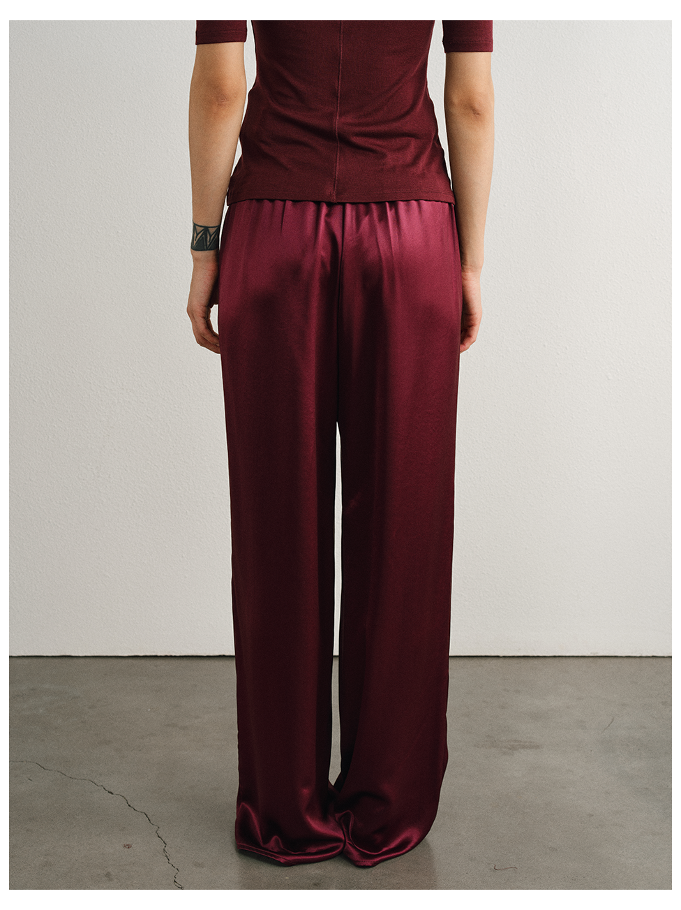 Relaxed Straight Satin Minimalist Pants