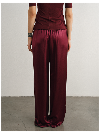 Relaxed Straight Satin Minimalist Pants