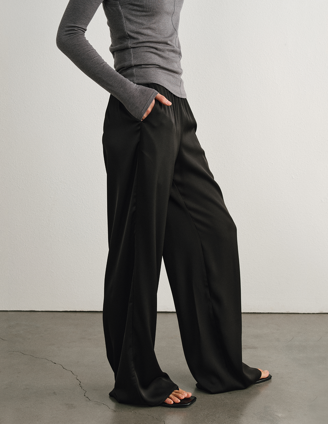 Relaxed Straight Satin Minimalist Pants