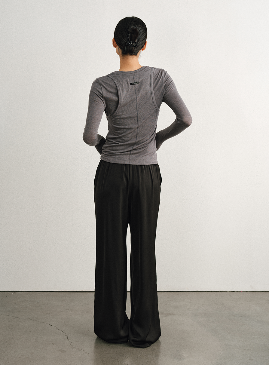 Relaxed Straight Satin Minimalist Pants