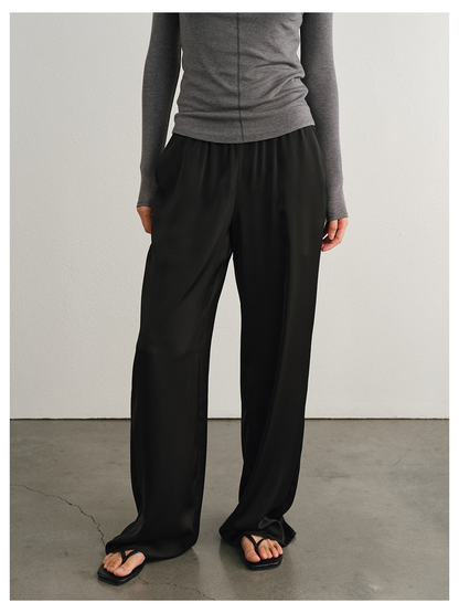 Relaxed Straight Satin Minimalist Pants