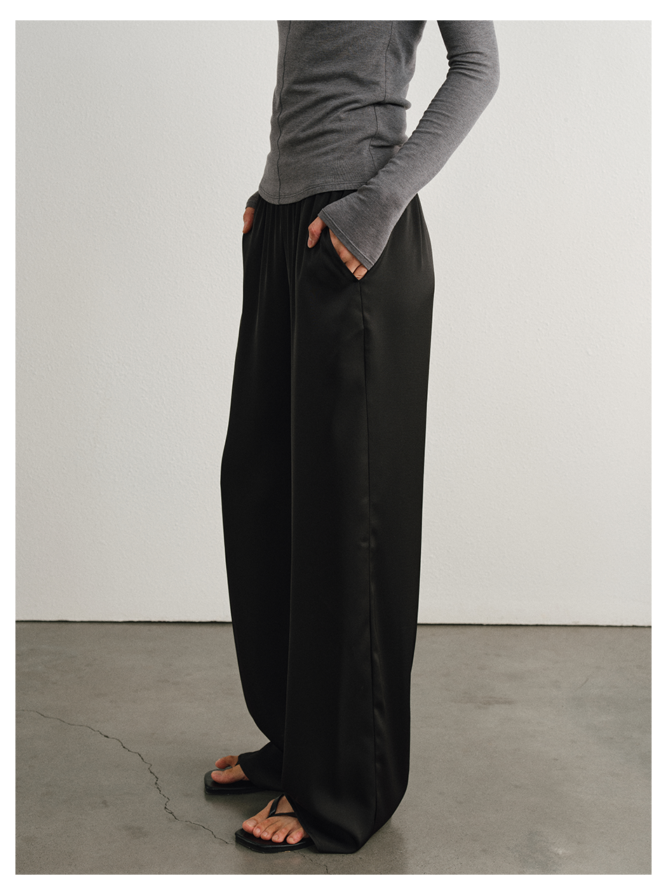 Relaxed Straight Satin Minimalist Pants