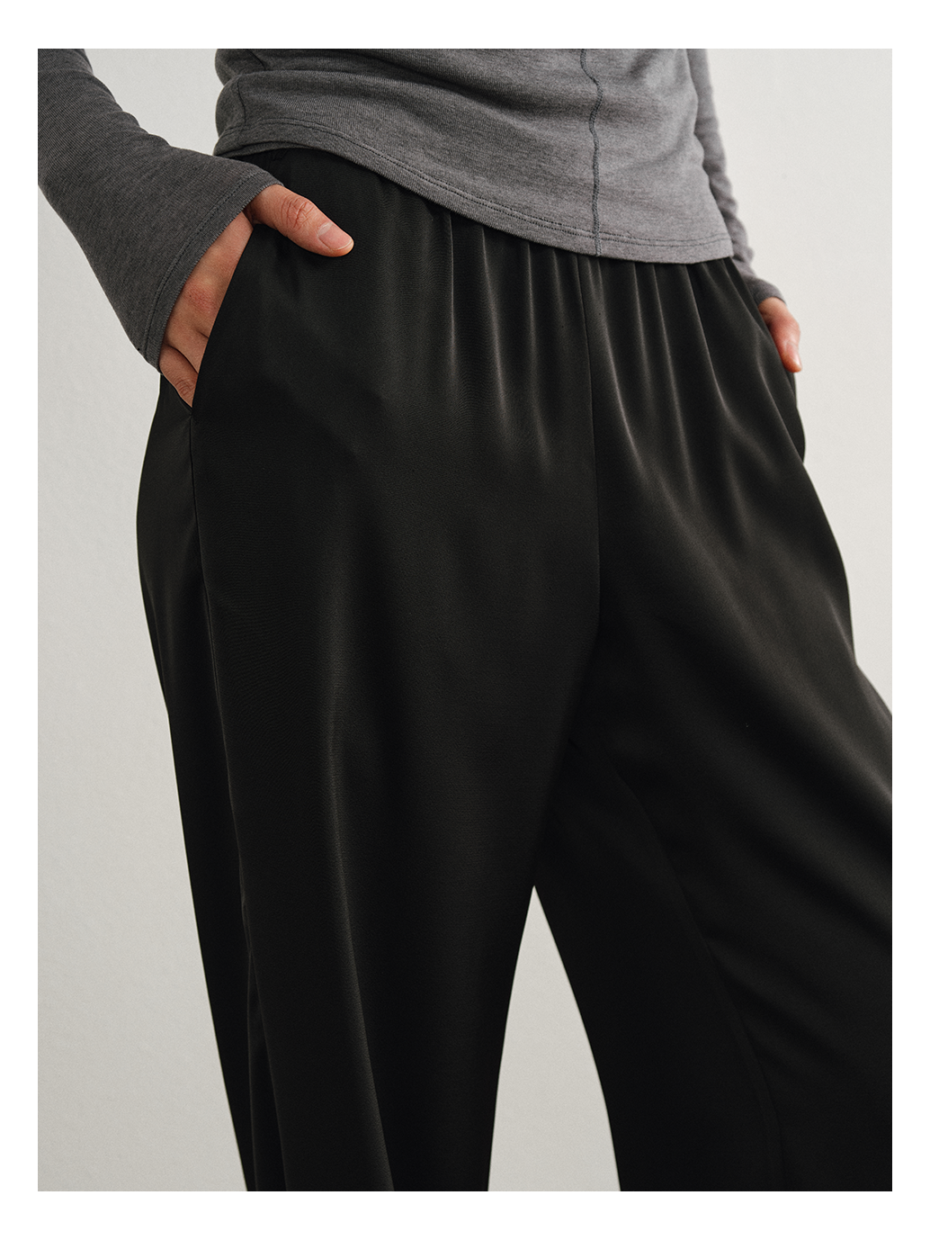 Relaxed Straight Satin Minimalist Pants