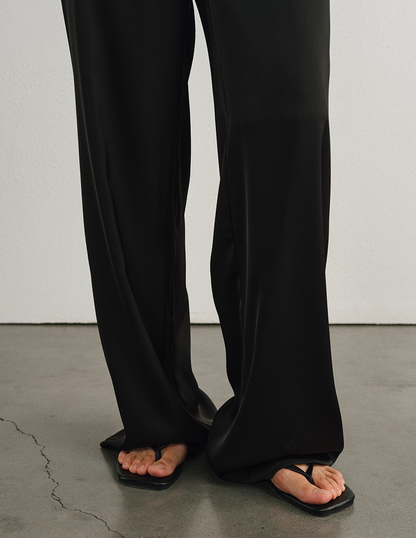 Relaxed Straight Satin Minimalist Pants