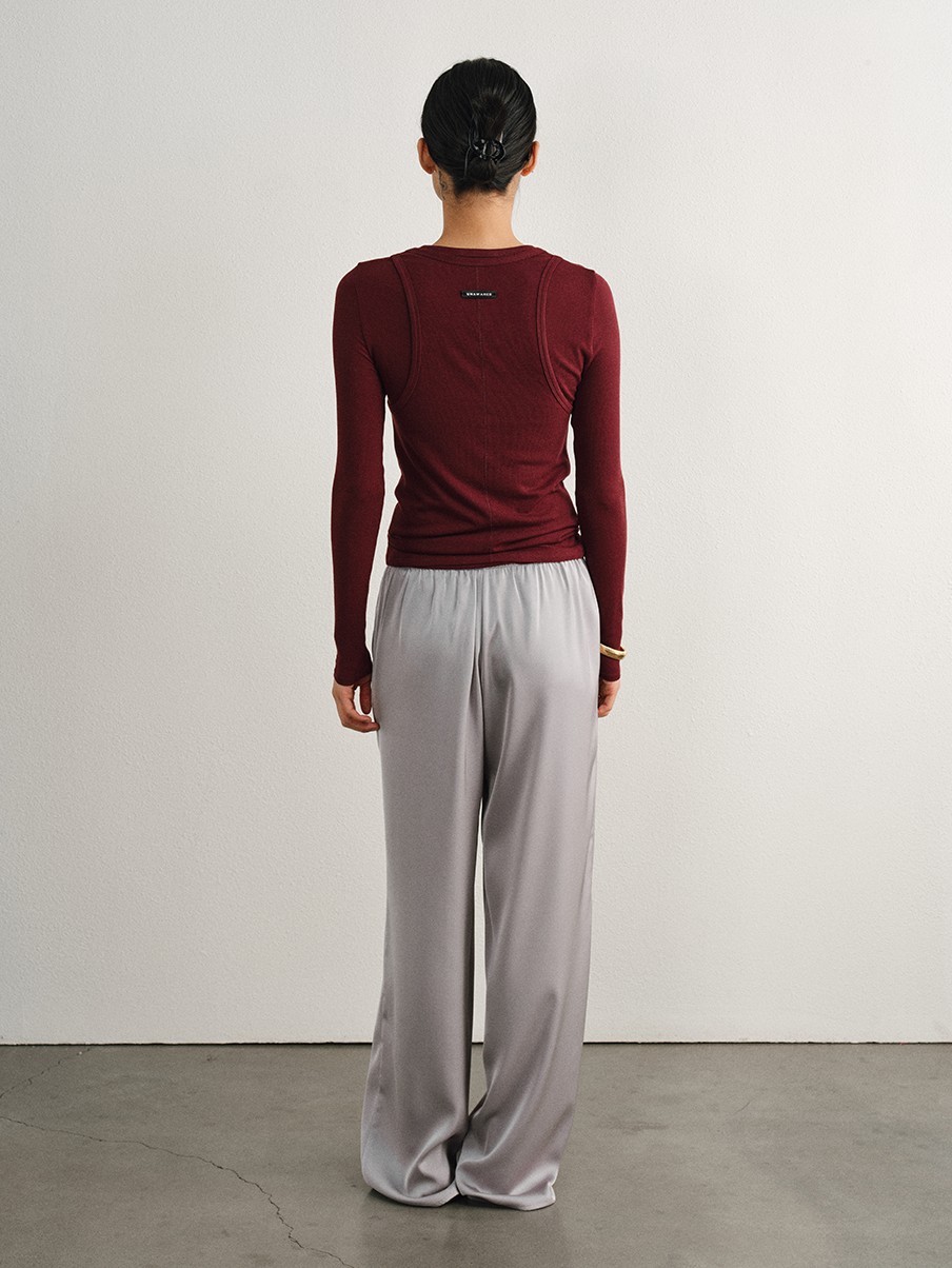 Relaxed Straight Satin Minimalist Pants