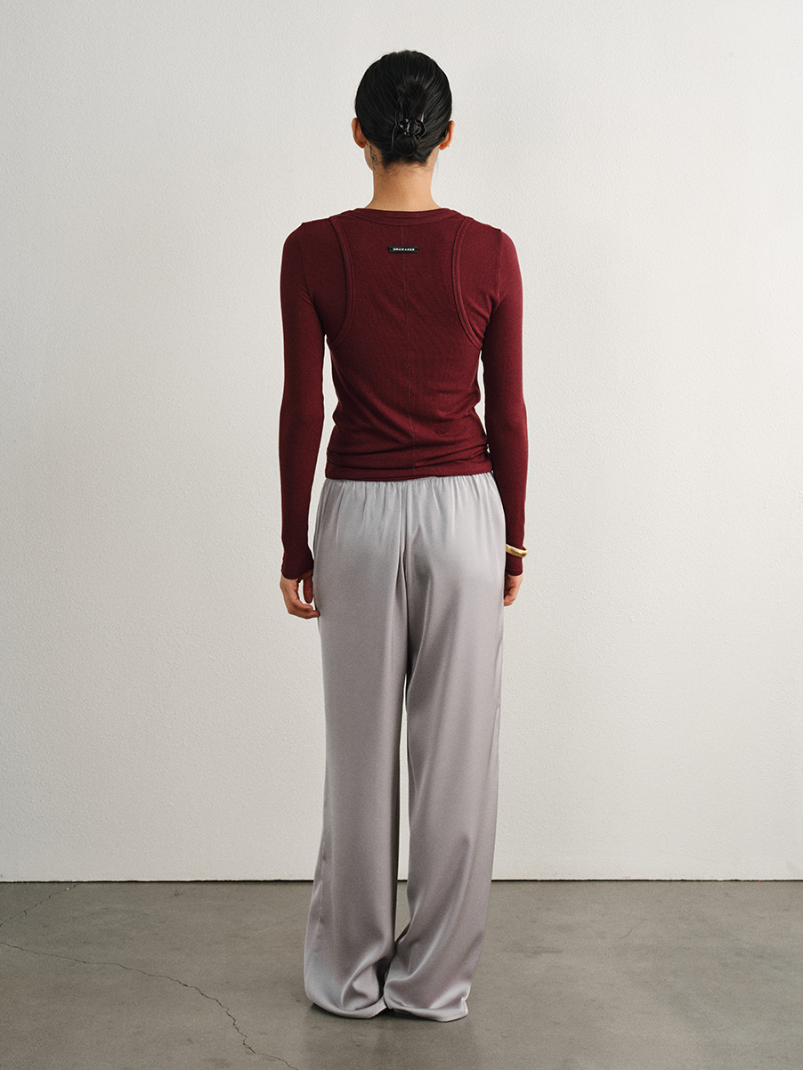 Relaxed Straight Satin Minimalist Pants