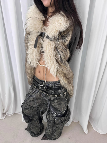 Removable Sleeve Faux Fur Eco Coat Jacket