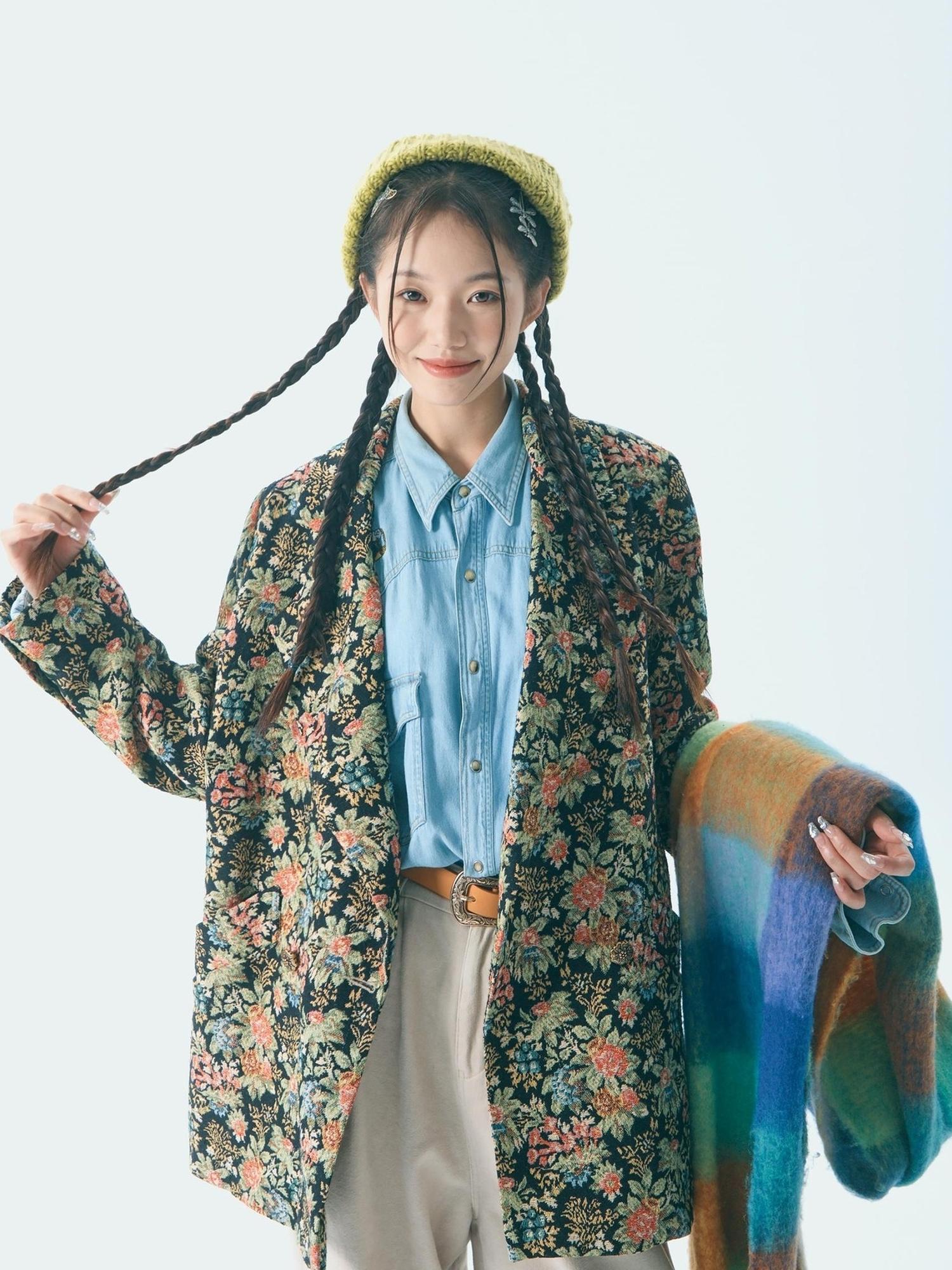 Sweet Mi Retro Bloom Lapel Jacket