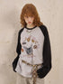 DIDDI MODA Retro Cat Coin Raglan Sleeve Tee
