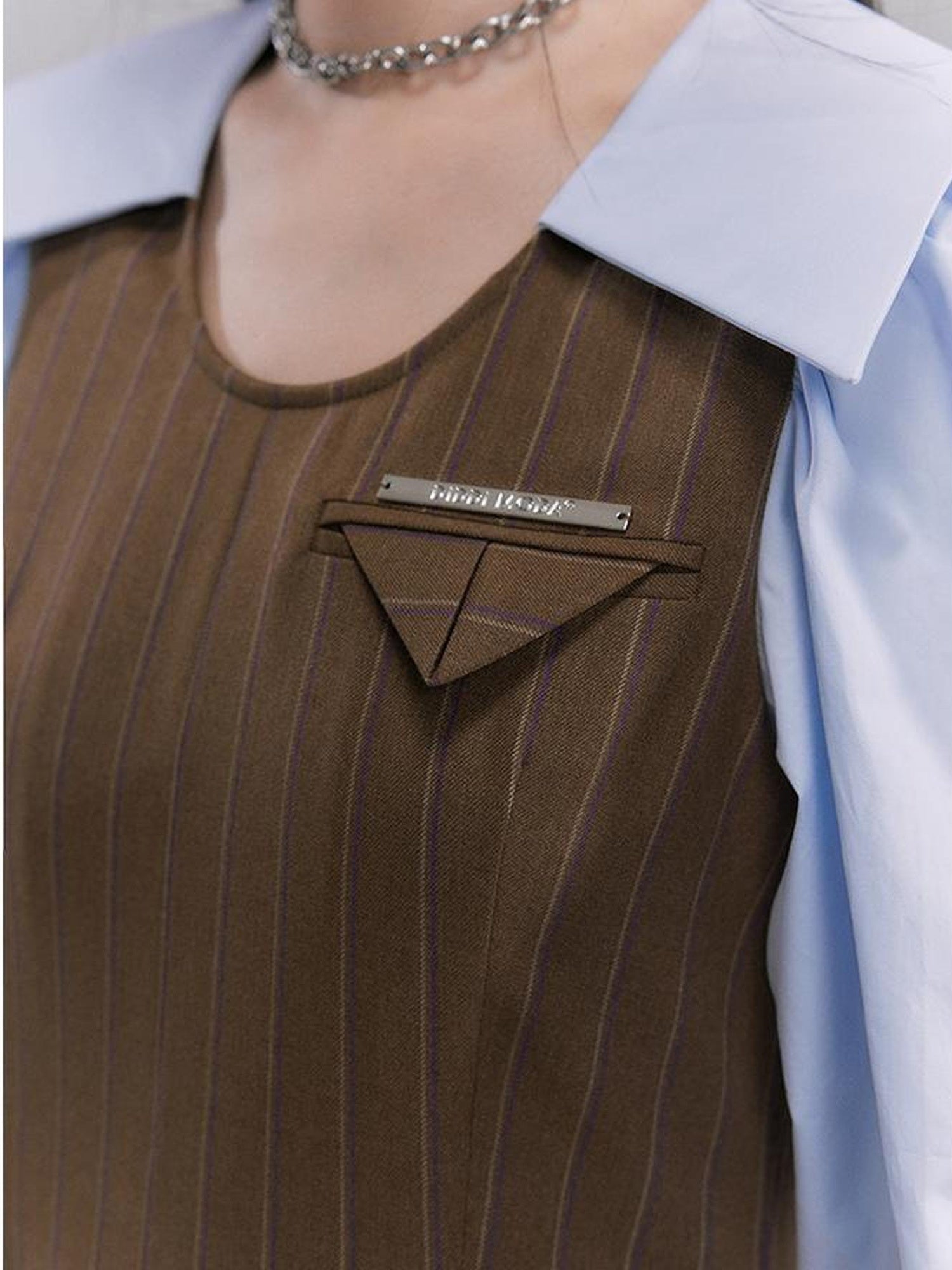 DIDDI MODA Retro Color Block A Line Dress With Low Waist Belt