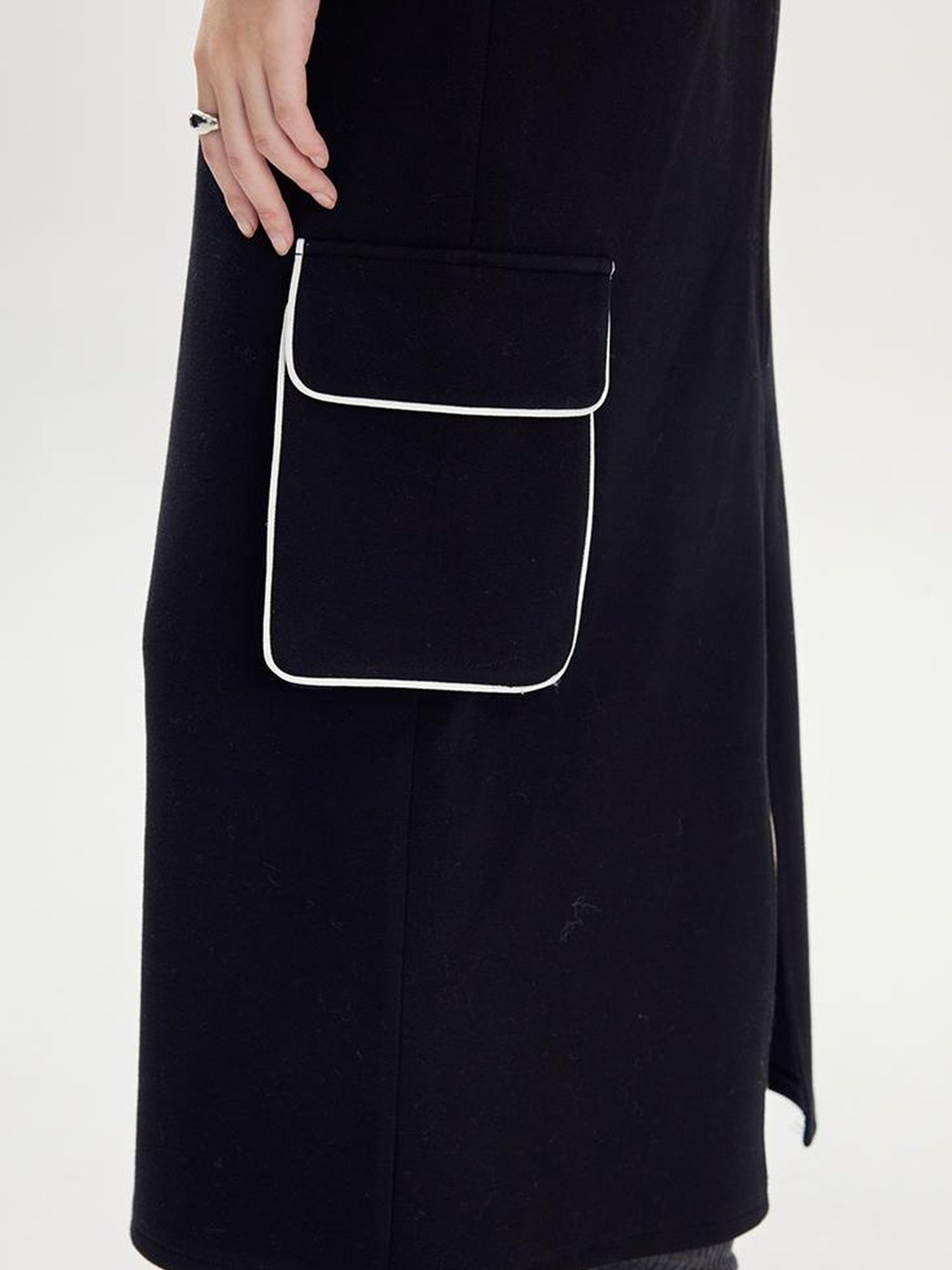 DIDDI MODA Retro Colorblock Embroidered Hoodie Skirt Set