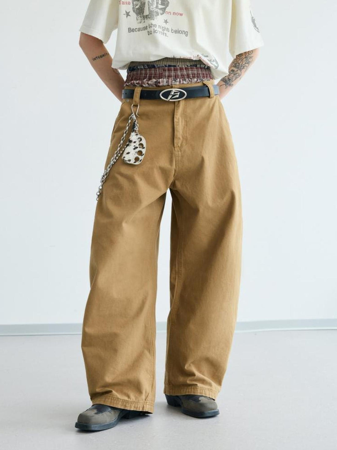 Peoplesense Retro Cotton Wide Leg Scimitar Pants Loose Fit