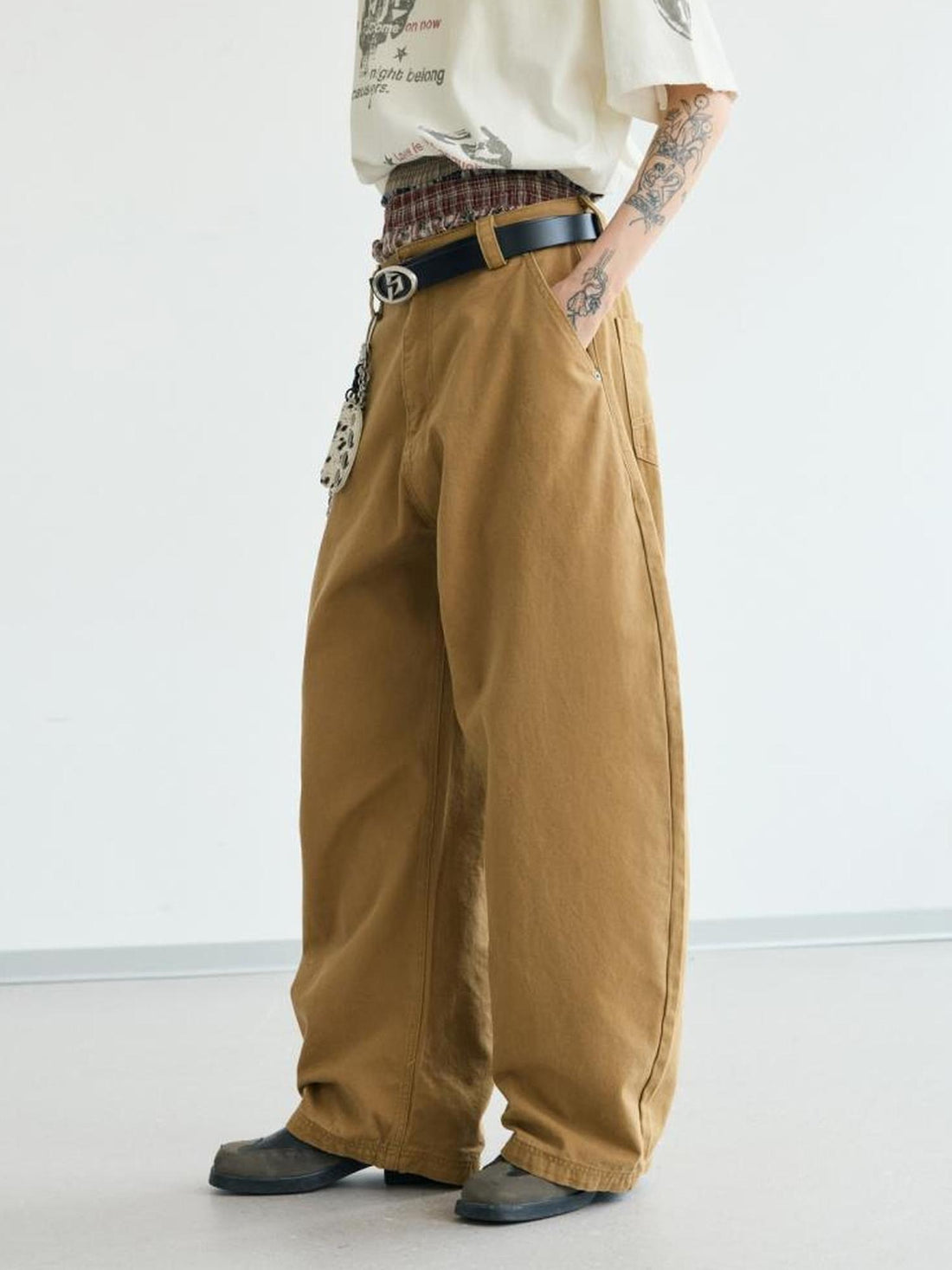 Peoplesense Retro Cotton Wide Leg Scimitar Pants Loose Fit