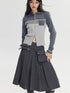 DIDDI MODA Retro Dual Zip Colorblock Knit Sweater