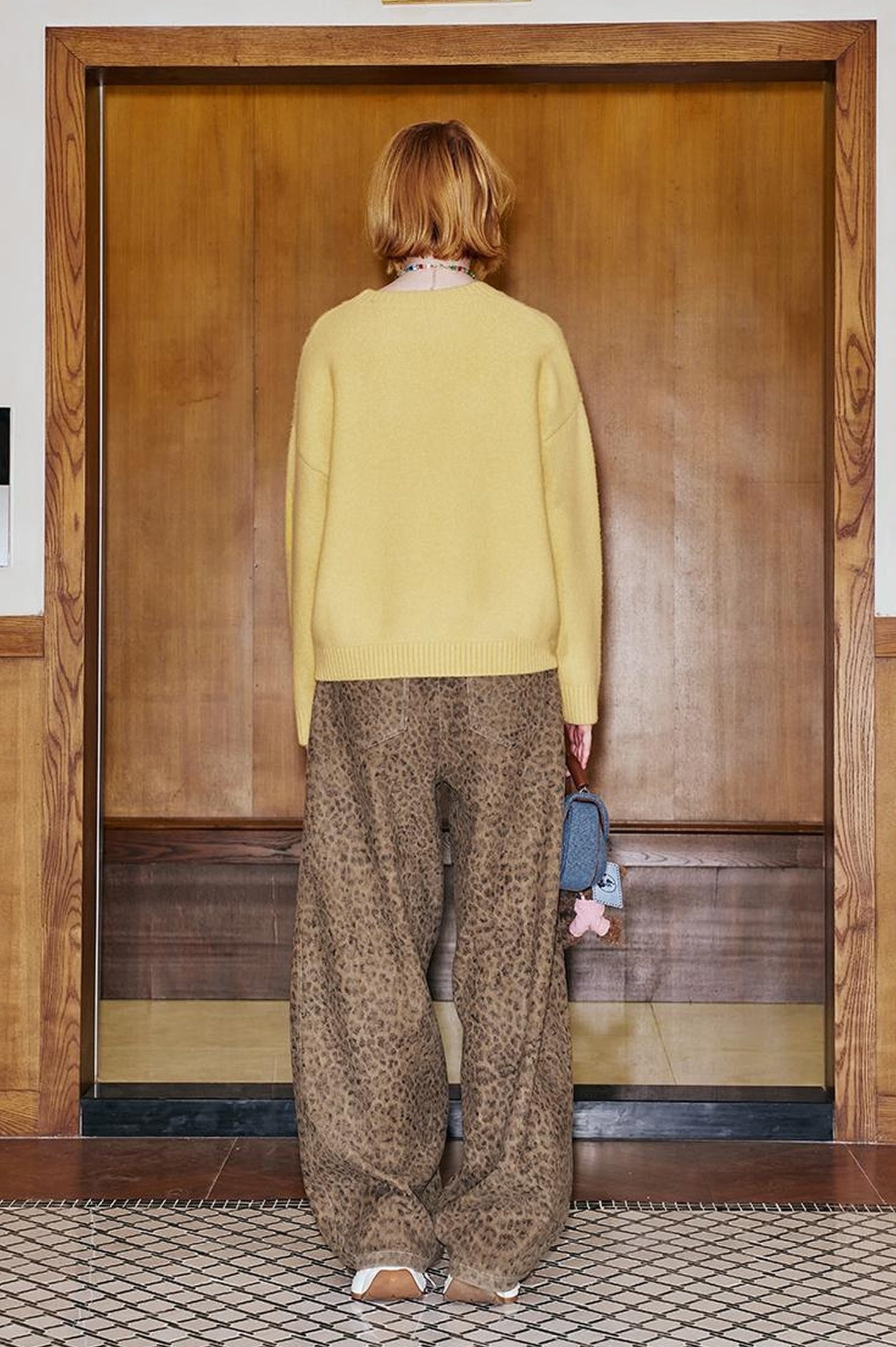 DIDDI MODA Retro Leopard Flare Pants With Split Detail