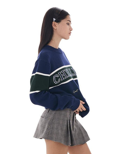 Retro Letter Embroidered Sweater with Patches