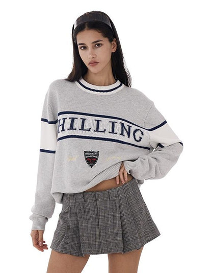 Retro Letter Embroidered Sweater with Patches