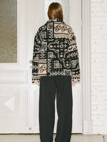 Retro Neutral Patchwork Shearling Jacket