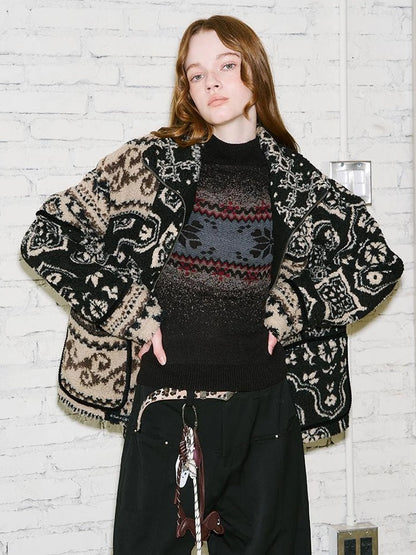 Retro Neutral Patchwork Shearling Jacket