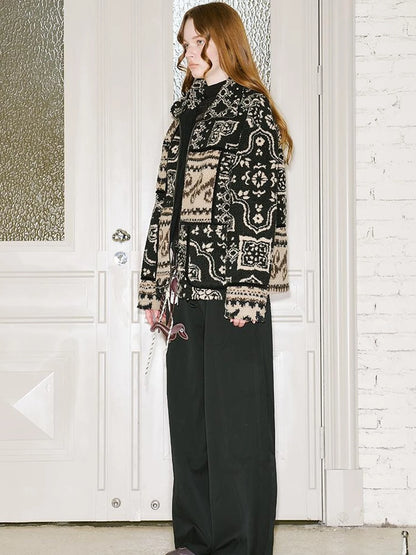Retro Neutral Patchwork Shearling Jacket