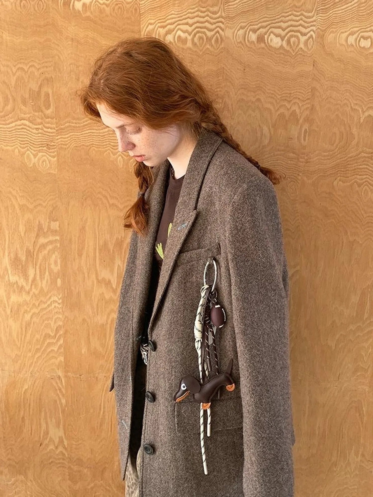 Retro Notch Lapel Contrast Buttonhole Wool Blend Blazer