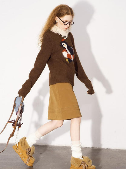 DIDDI MODA Retro Penguin Fair Isle Wool Sweater