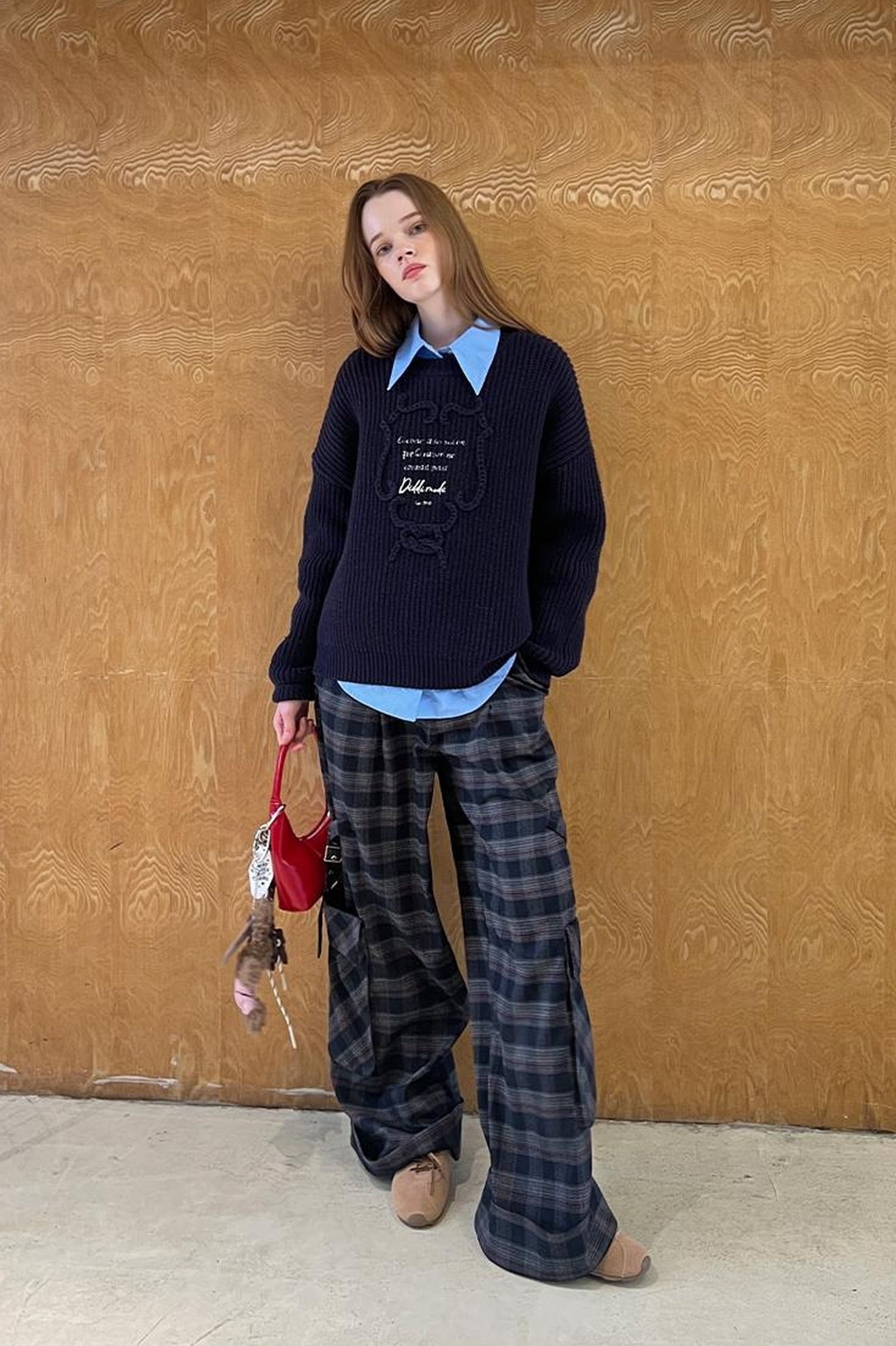DIDDI MODA Retro Plaid Cargo Pants For Women Relaxed Fit Stylish Design