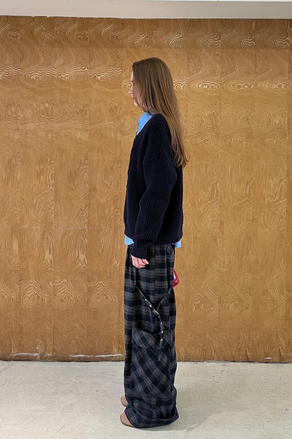 DIDDI MODA Retro Plaid Cargo Pants For Women Relaxed Fit Stylish Design