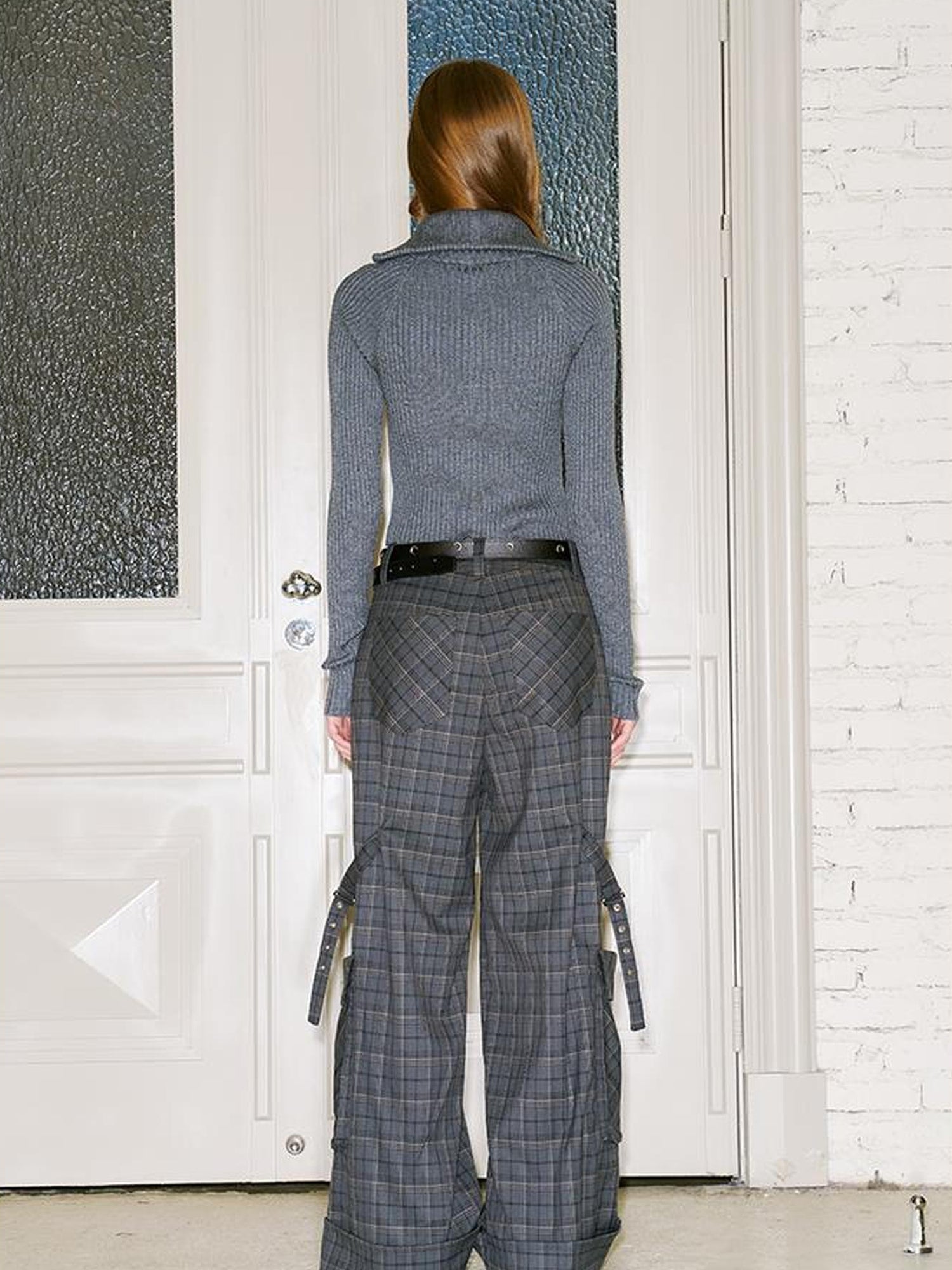 DIDDI MODA Retro Plaid Cargo Pants For Women Relaxed Fit Stylish Design