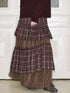 DIDDI MODA Retro Plaid Lace Tiered Ruffle Skirt