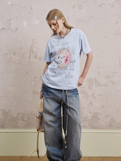 DIDDI MODA Retro Puppy Tee Cat Play Shirt