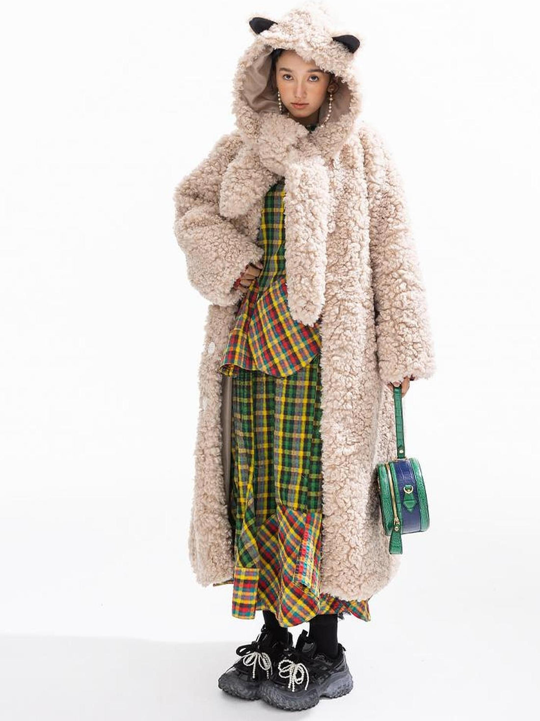 Sweet Mi Retro Quilted Fur Trim Hooded Coat Eco Wash Relaxed Fit