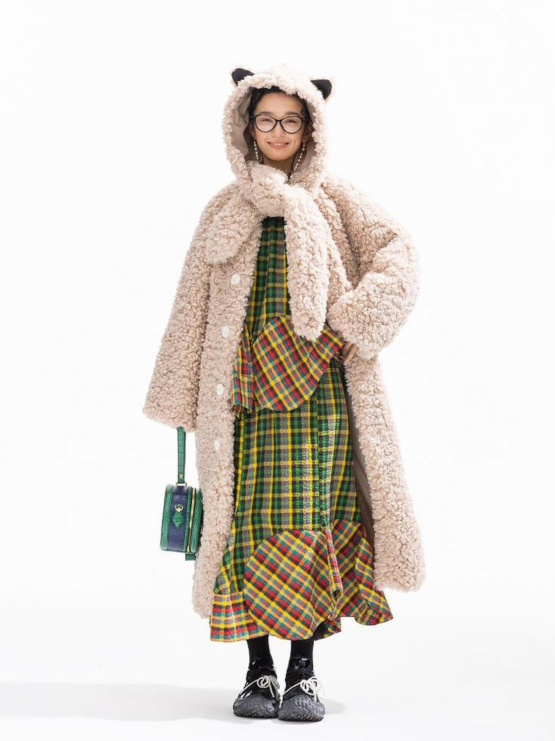 Sweet Mi Retro Quilted Fur Trim Hooded Coat Eco Wash Relaxed Fit