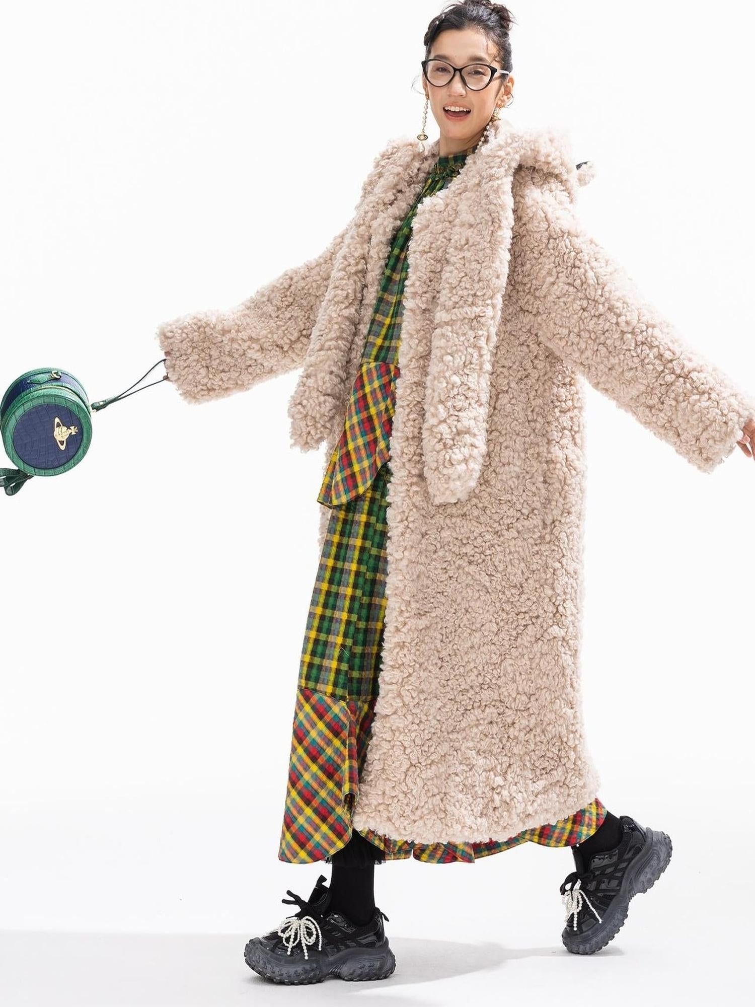Sweet Mi Retro Quilted Fur Trim Hooded Coat Eco Wash Relaxed Fit