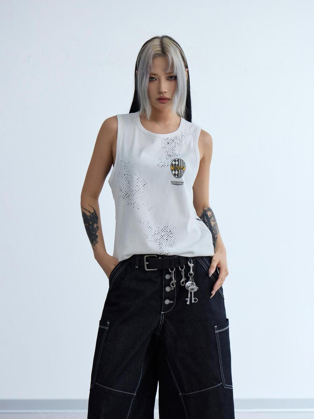 Peoplesense Retro Sleeveless Vintage Vest With Water Slurry Print