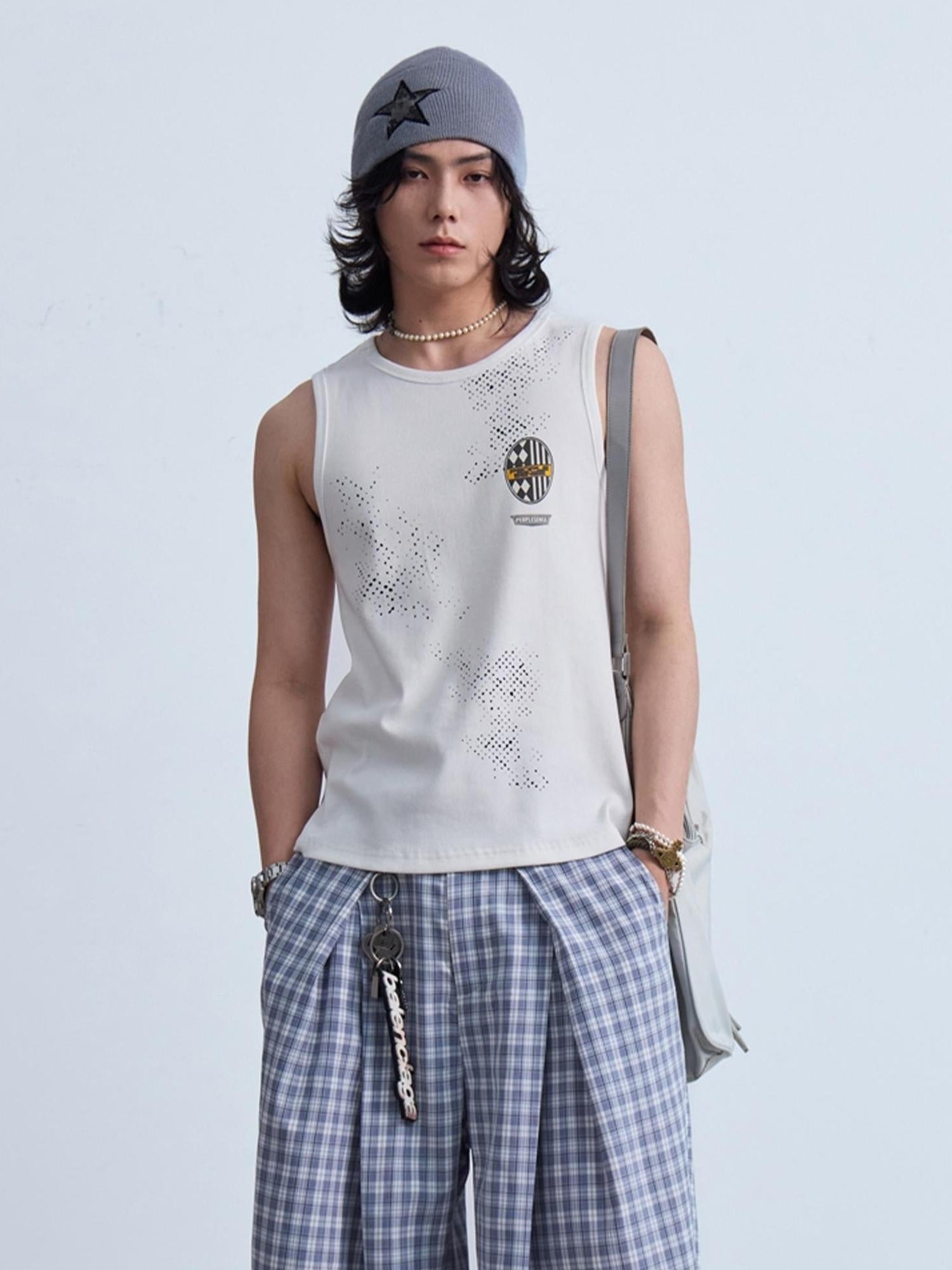 Peoplesense Retro Sleeveless Vintage Vest With Water Slurry Print