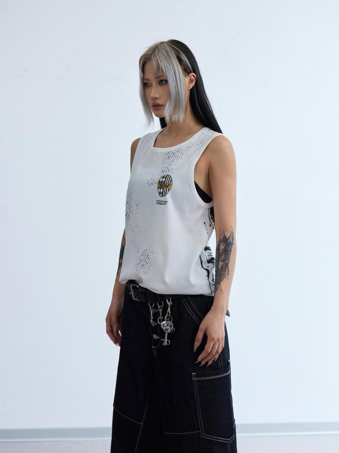 Peoplesense Retro Sleeveless Vintage Vest With Water Slurry Print